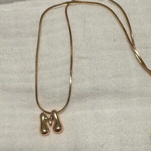 Gold bubble monogram M necklace